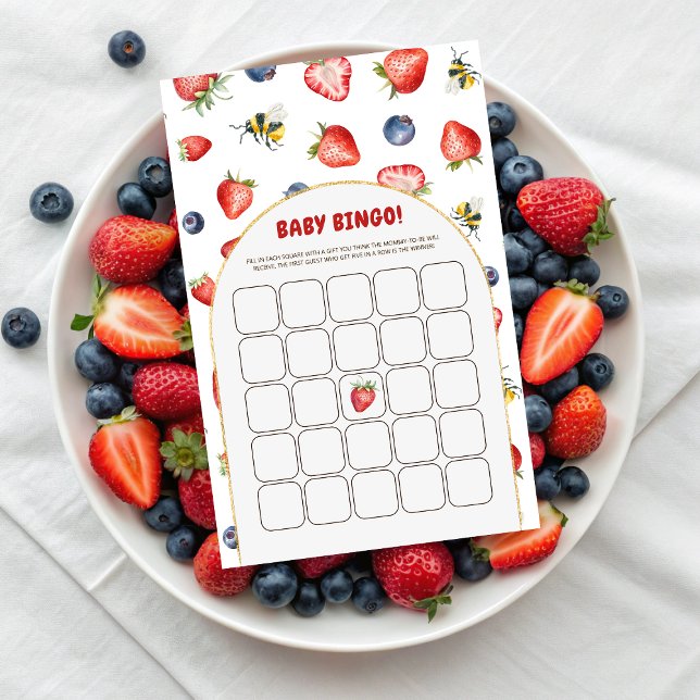 Papier Berry Sweet Baby shower de l'été Jeu de Bingo (Summer Berry Sweet Baby Shower Bingo Game)
