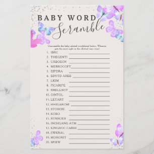 Papier Beurre Baby shower Bébé Mot Jeu