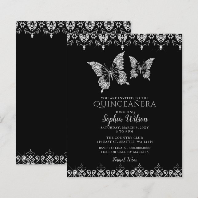 Papier Beurre de dentelle budget Quinceañera Invitation (Devant / Derrière)