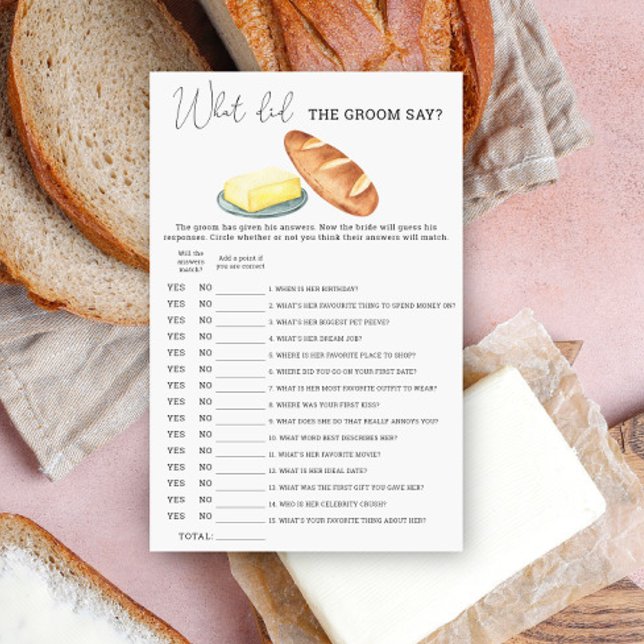 Papier Beurre de pain - Qu'est-ce que le marié a dit jeu  (Créateur téléchargé)