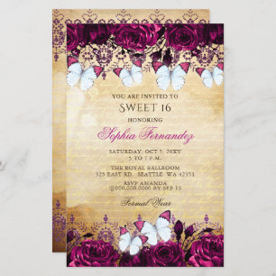 Papier Beurre rose Budget Sweet 16 Invitation