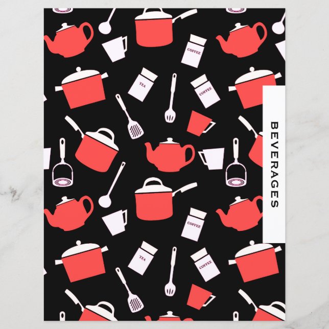 Papier Beverages Recette Divider | Ustensiles noirs et ro (Devant)