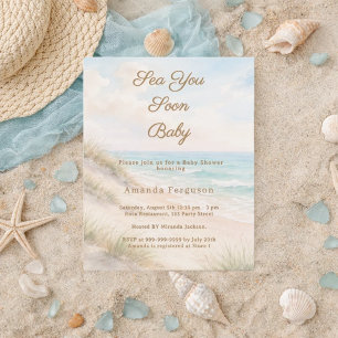 Papier Bientôt sur la plage Bébé Invitation à la baby sho