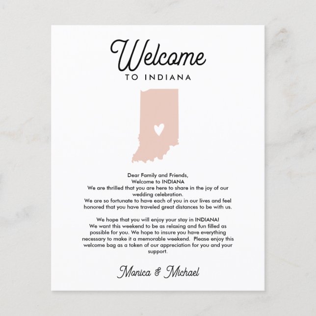 Papier Bienvenue en Indiana Lettre et itinéraire de n'imp (Devant)