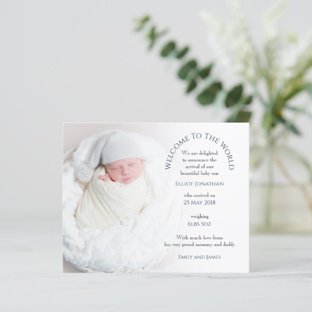 Papier Bienvenue sur le budget du Faire-part de naissance (Debout devant)