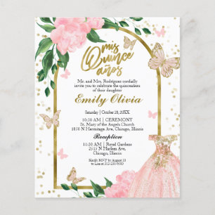 Papier Bilingue Quinceanera Papillons Budget Invitation