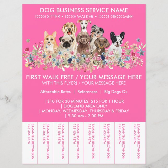 Papier Billet à budget pour promeneur de chien de races r (Devant)