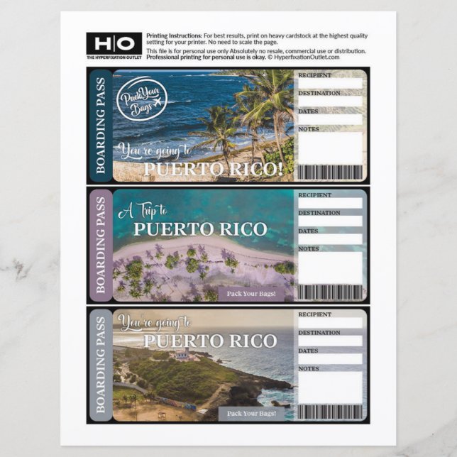 Papier Billet Faux Porto Rico pour Voyage et Événements (Devant)