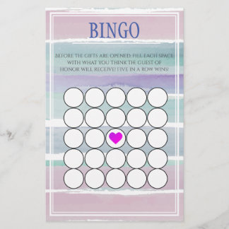 Papier Bingo Baby shower à rayures aquarelle