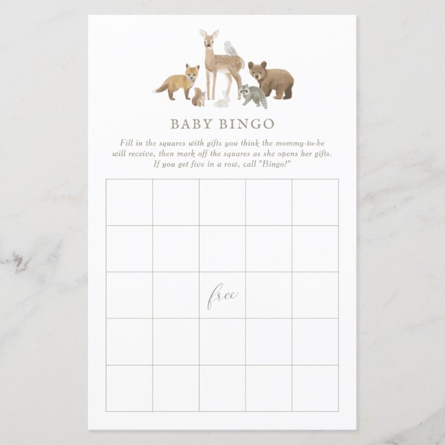 Papier Bingo Baby shower de bois (Devant)