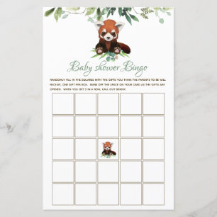 Papier Bingo Baby shower Jeu Genre Neutre Rouge Panda