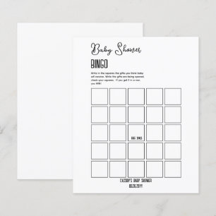 Papier Bingo Baby shower minimaliste