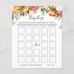 Papier Bingo bébé Jeu de Baby shower floral