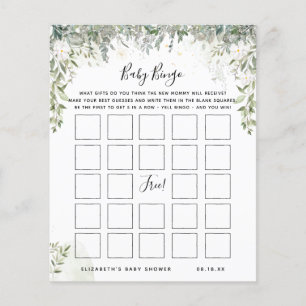 Papier Bingo bébé Jeu de Baby shower floral