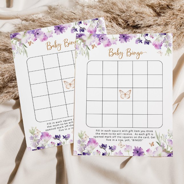 Papier Bingo bébé papillon en or violet (Créateur téléchargé)