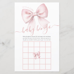 Papier Bingo Bébé Ruban Rose C'est une Fille Jeu de Baby 