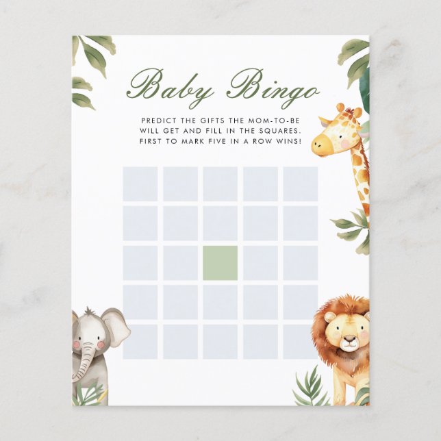 Papier Bingo Bébé Un Peu Sauvage Un Baby shower Jeu (Devant)