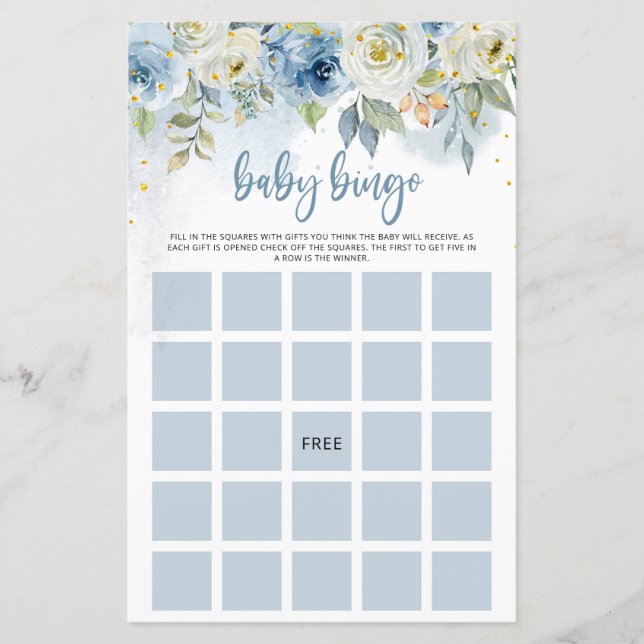 Papier Bingo Bingo Bingo Fille Bébé bleu Floral (Devant)