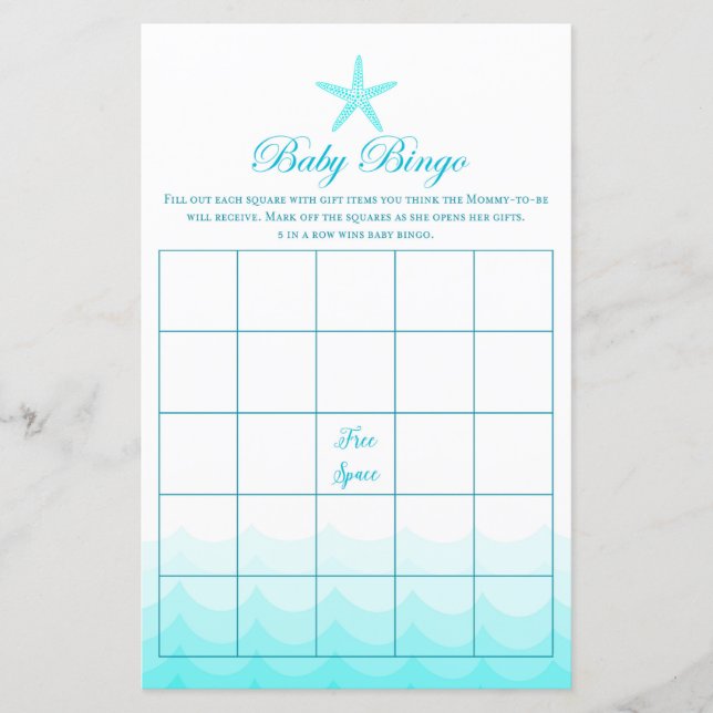 Papier Bingo Cadeau Bébé - Jeu Baby shower (Devant)