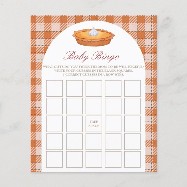 Papier Bingo Cutie Baby shower à tarte de bébé Jeu (Devant)