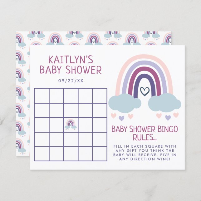 Papier Bingo de Baby shower de Little Rainbow (Devant / Derrière)