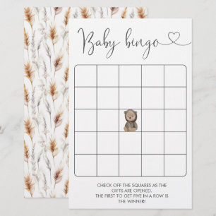Papier Bingo de Baby shower de l'ours en peluche