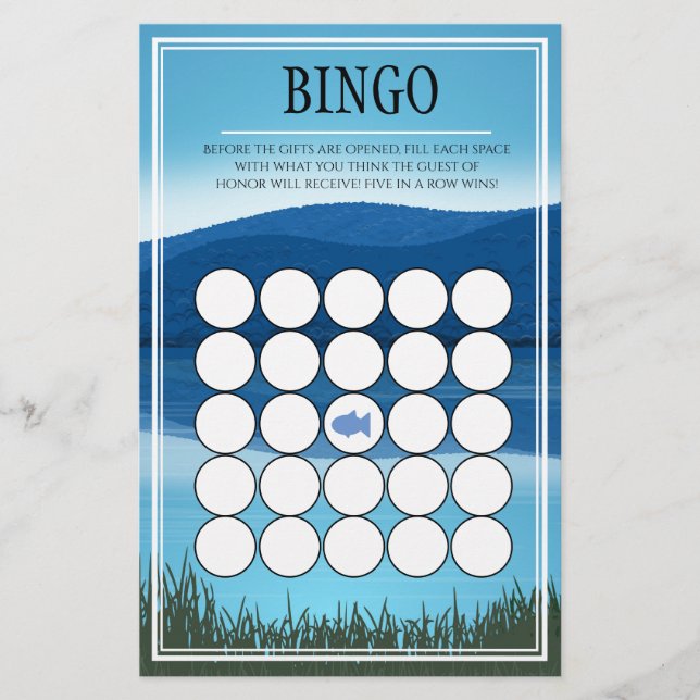 Papier Bingo de Baby shower de pêche (Devant)