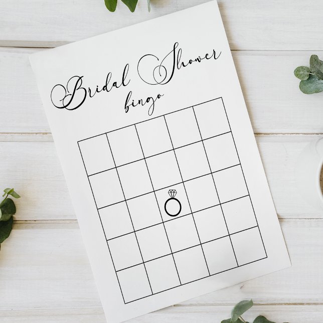 Papier Bingo de Fête des mariées de script simple et mode (Créateur téléchargé)