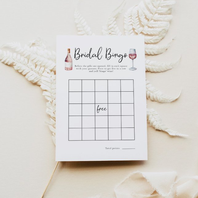 Papier Bingo de Fête des mariées de vin rose (Créateur téléchargé)