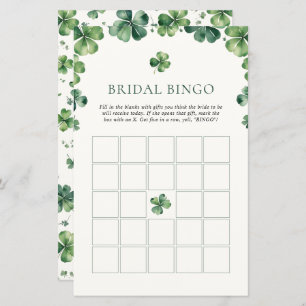 Papier Bingo de la Fête des mariées Shamrock verte
