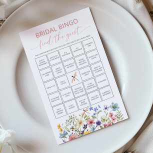 Papier Bingo de la mariée de papillon fleur sauvage trouv