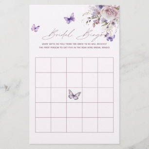 Papier Bingo de mariage Papillon Violet Jeu de Baby Showe