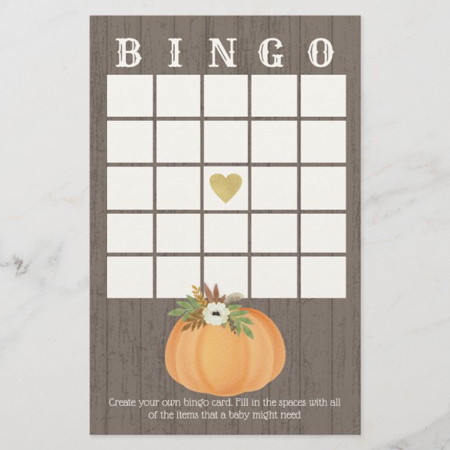 Papier Bingo de récolte citrouille (Devant)