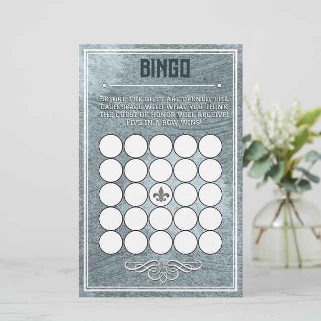 Papier Bingo de style Art déco Dusty Blue Retro (Debout devant)