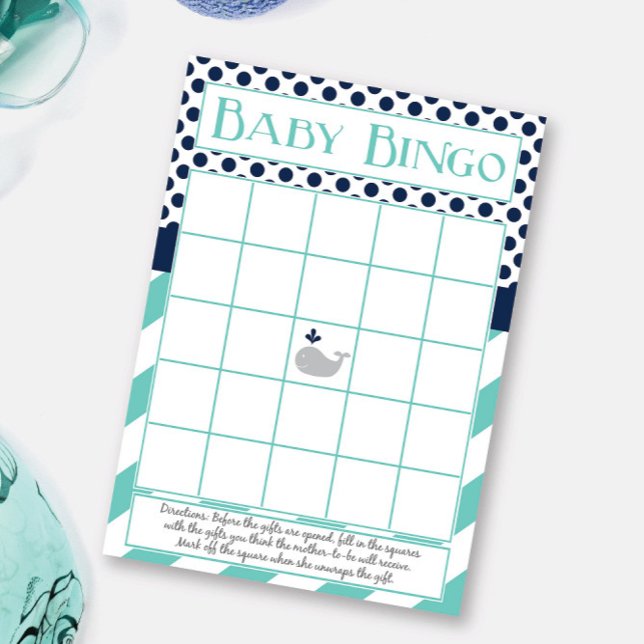 Papier Bingo du Baby shower de baleine bleue (Créateur téléchargé)