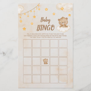 Papier Bingo du Baby shower d'ours Brown