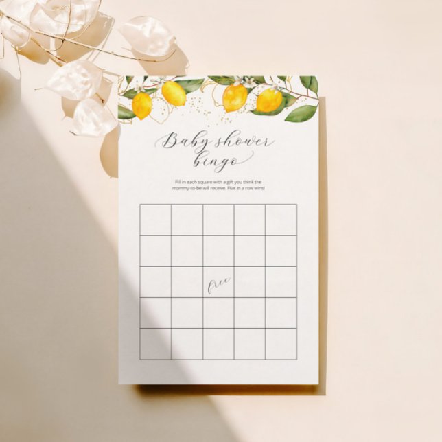 Papier Bingo Été Lumineux Citron Citrus Baby shower Jeu (Créateur téléchargé)