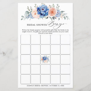 Papier Bingo Fête des mariées Blush Blue Slate Dusty