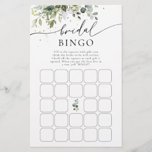 Papier Bingo Fête des mariées florale Eucalyptus vert