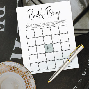 Papier Bingo Fête des mariées Jeu Vert Aquarelle Laver