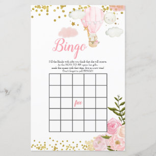 Papier Bingo Montgolfière Rose Jungle Baby Shower