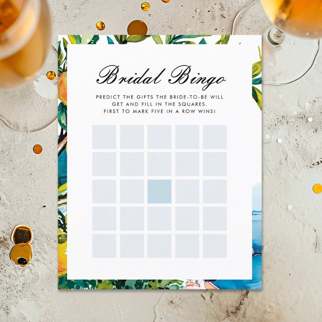 Papier Bingo nuptiale Amalfi Lemon Fête des mariées Jeu (Créateur téléchargé)