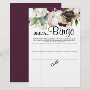 Papier Bingo nuptiale burgundy floral jeu nuptial