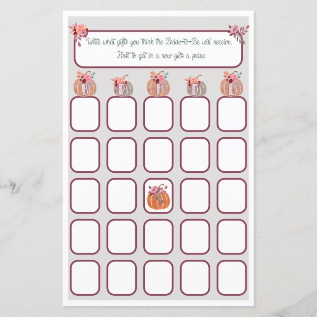 Papier Bingo nuptiale chute en amour Fête des mariées (Devant)