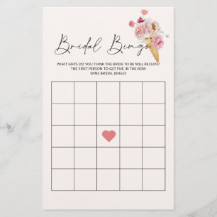 Papier Bingo nuptiale Crème de glace Jeu de Fête des mari