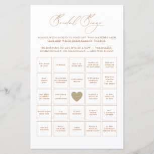 Papier Bingo nuptiale Élégant jeu de Fête des mariées