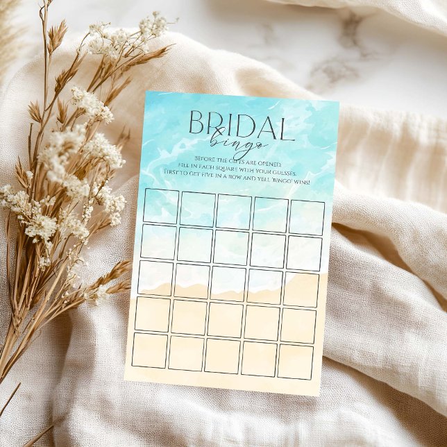 Papier Bingo nuptiale Fête des mariées d'été de plage (Créateur téléchargé)