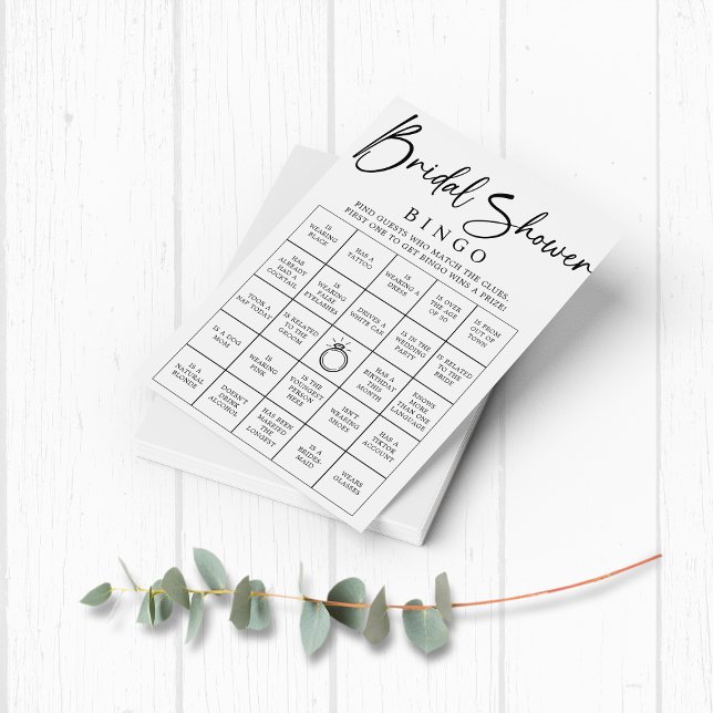 Papier Bingo nuptiale Trouvez le jeu de Fête des mariées  (Bridal Shower Bingo - Find the Guest - Bridal Shower Game)
