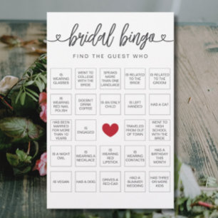 Papier Bingo nuptiale Trouvez le jeu de Fête des mariées 