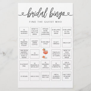 Papier Bingo nuptiale Trouvez le jeu de Fête des mariées 